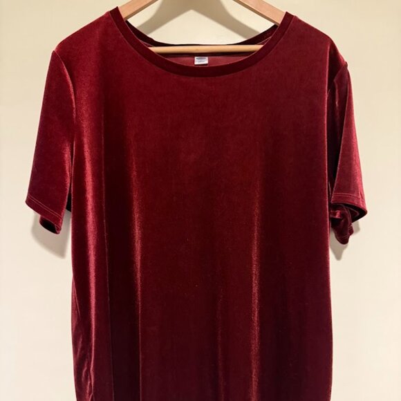 Old Navy Relaxed Red Wine Velvet Top, Size XLG - Picture 6 of 9